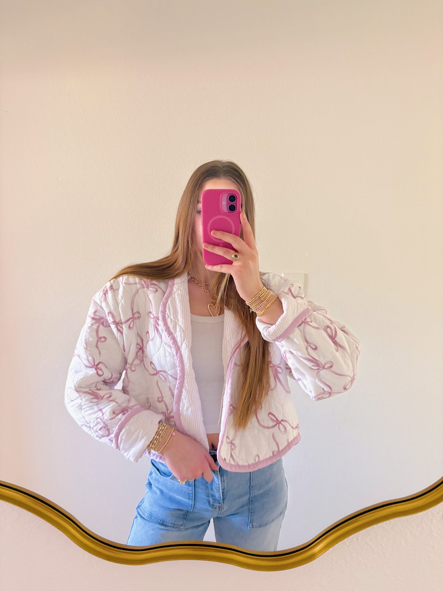 Wrapped in Bows Quilted Jacket- Lilac